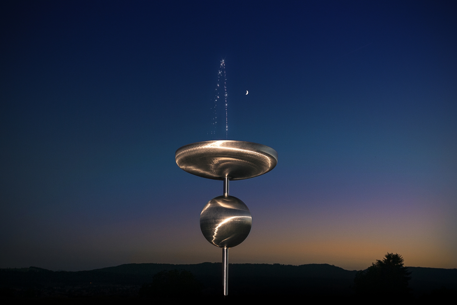 Heronsbrunnen in der Dämmerung